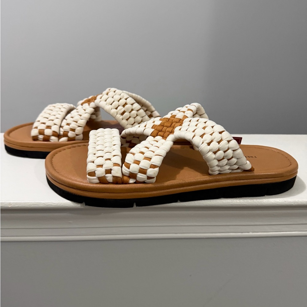 Free People Edgewater Tan Woven Slide Sandals-Boho Slip-On - Size 7, 7.5 & 8-NWT - Picture 10 of 14